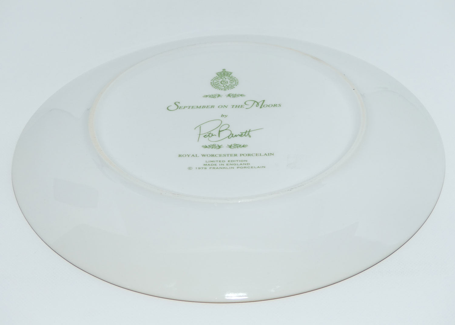 Royal Worcester for Franklin Porcelain | Peter Barnett | Months series | plate #9 | September on the Moors