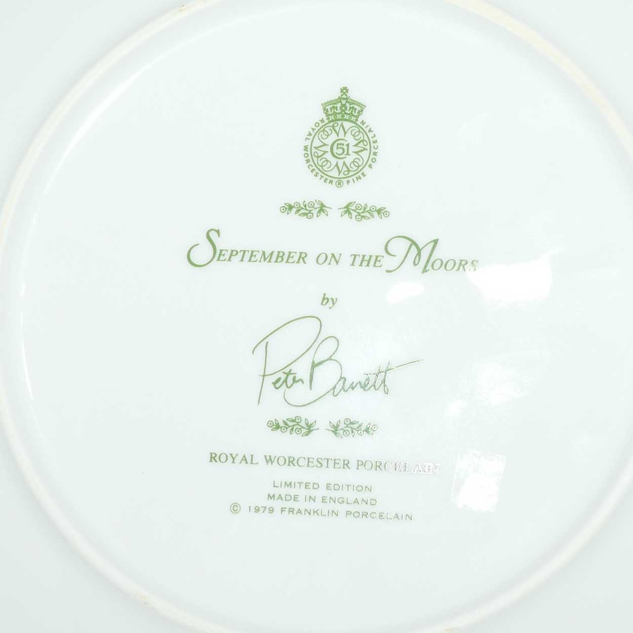 Royal Worcester for Franklin Porcelain | Peter Barnett | Months series | plate #9 | September on the Moors