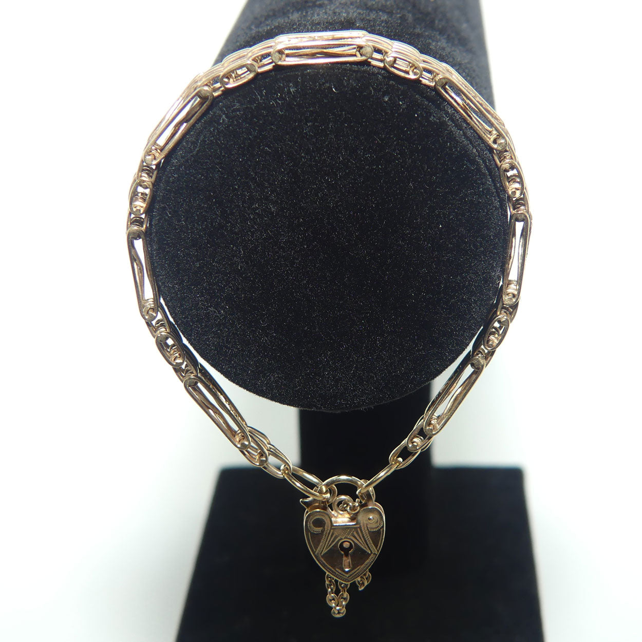 9ct Yellow Gold Gatelink bracelet with Heart Padlock and safety chain | 16.37g | Valued $5100
