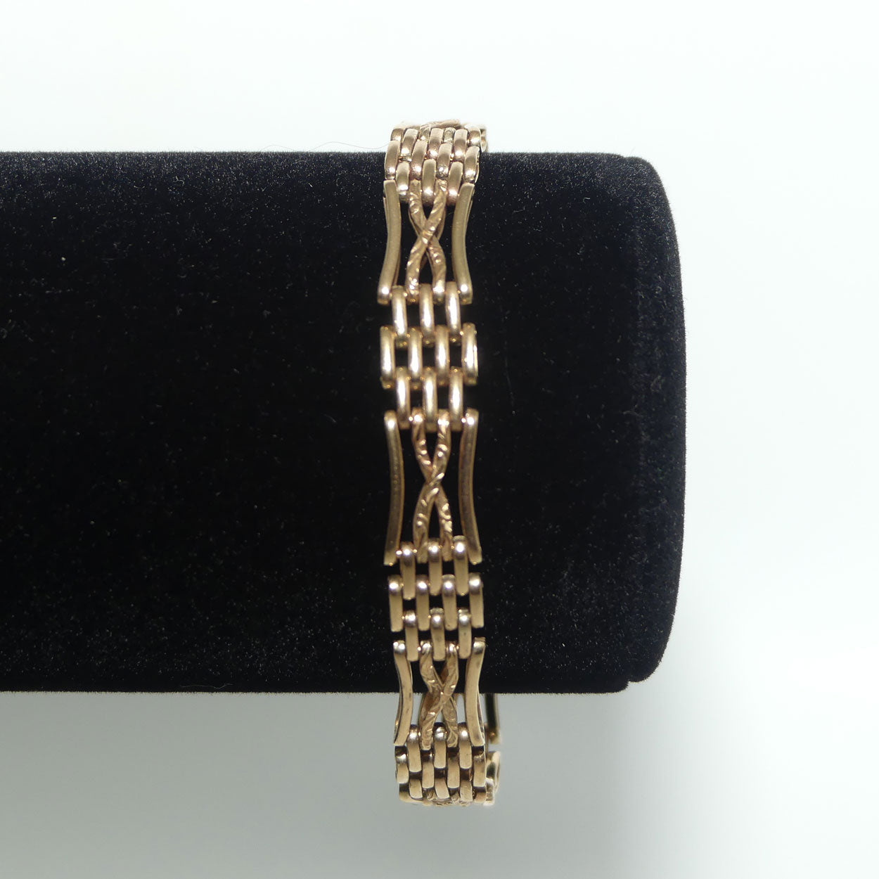 9ct Yellow Gold Gatelink bracelet with Heart Padlock and safety chain | 16.37g | Valued $5100