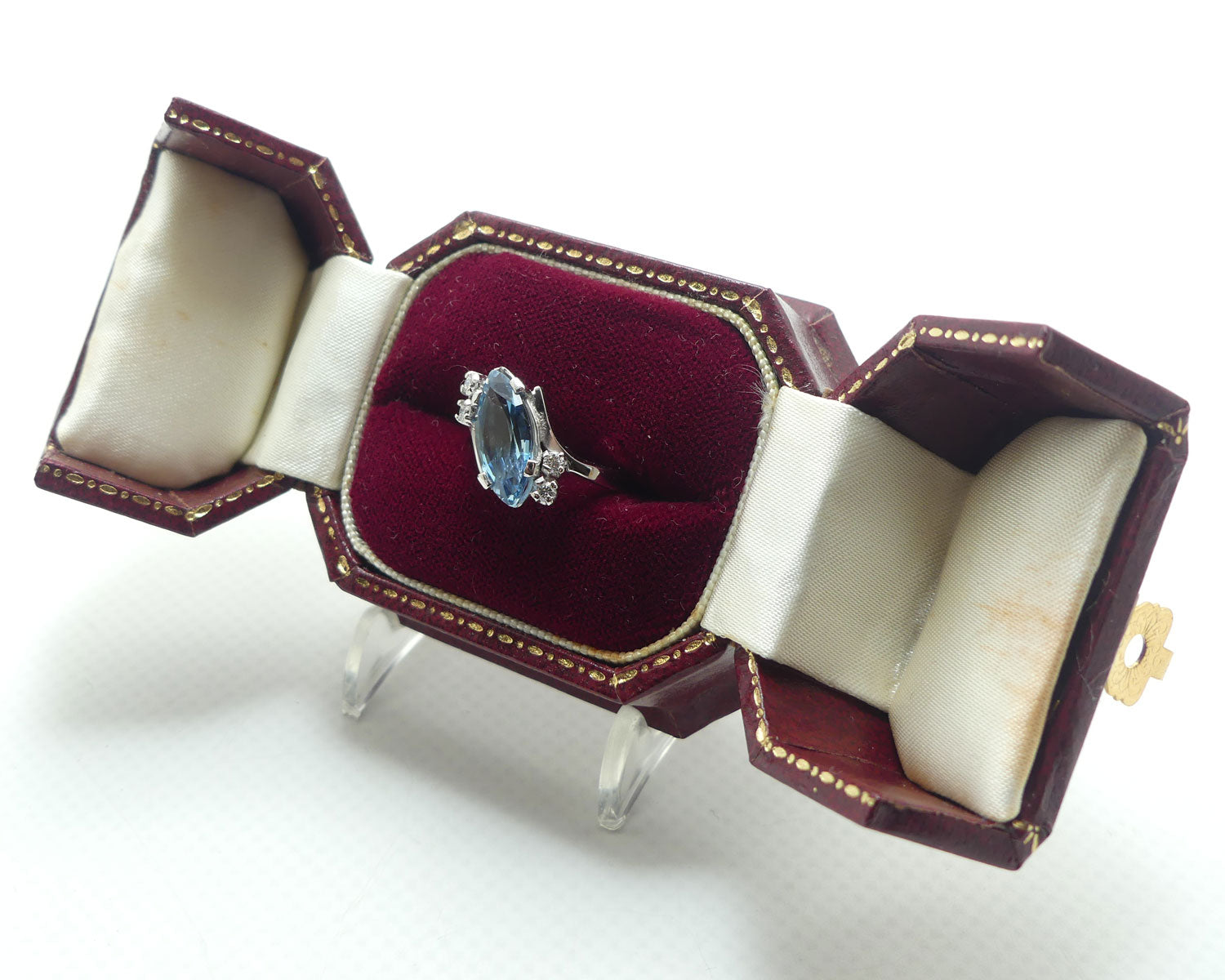 9ct White Gold 2.2ct Aquamarine and 4 Diamond Ring | Valued $8200