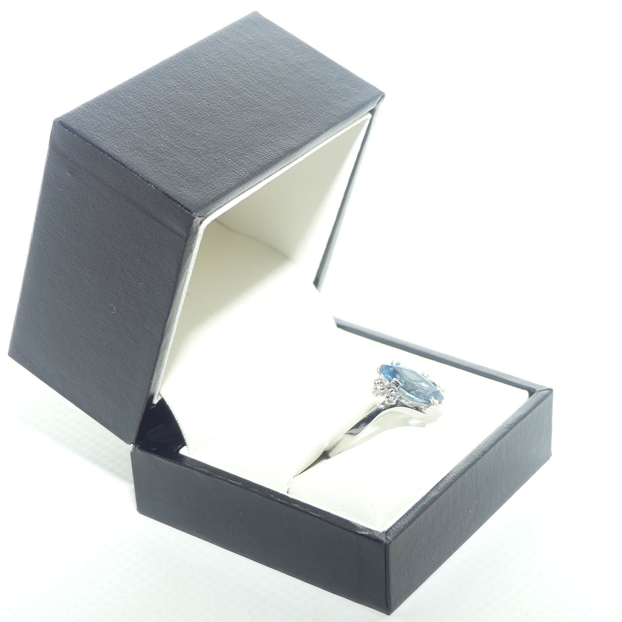 9ct White Gold 2.2ct Aquamarine and 4 Diamond Ring | Valued $8200