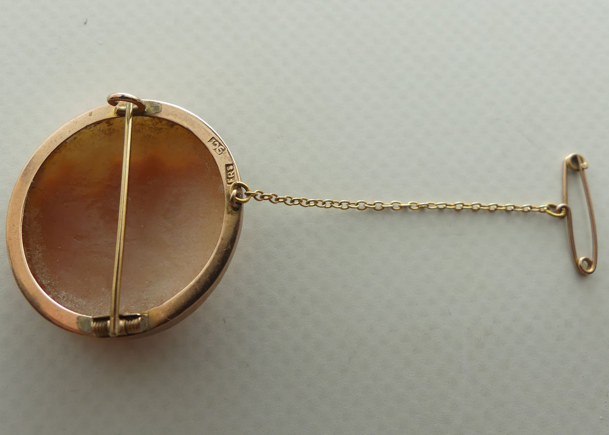 Antique 9ct Rose Gold surround small Cameo Brooch