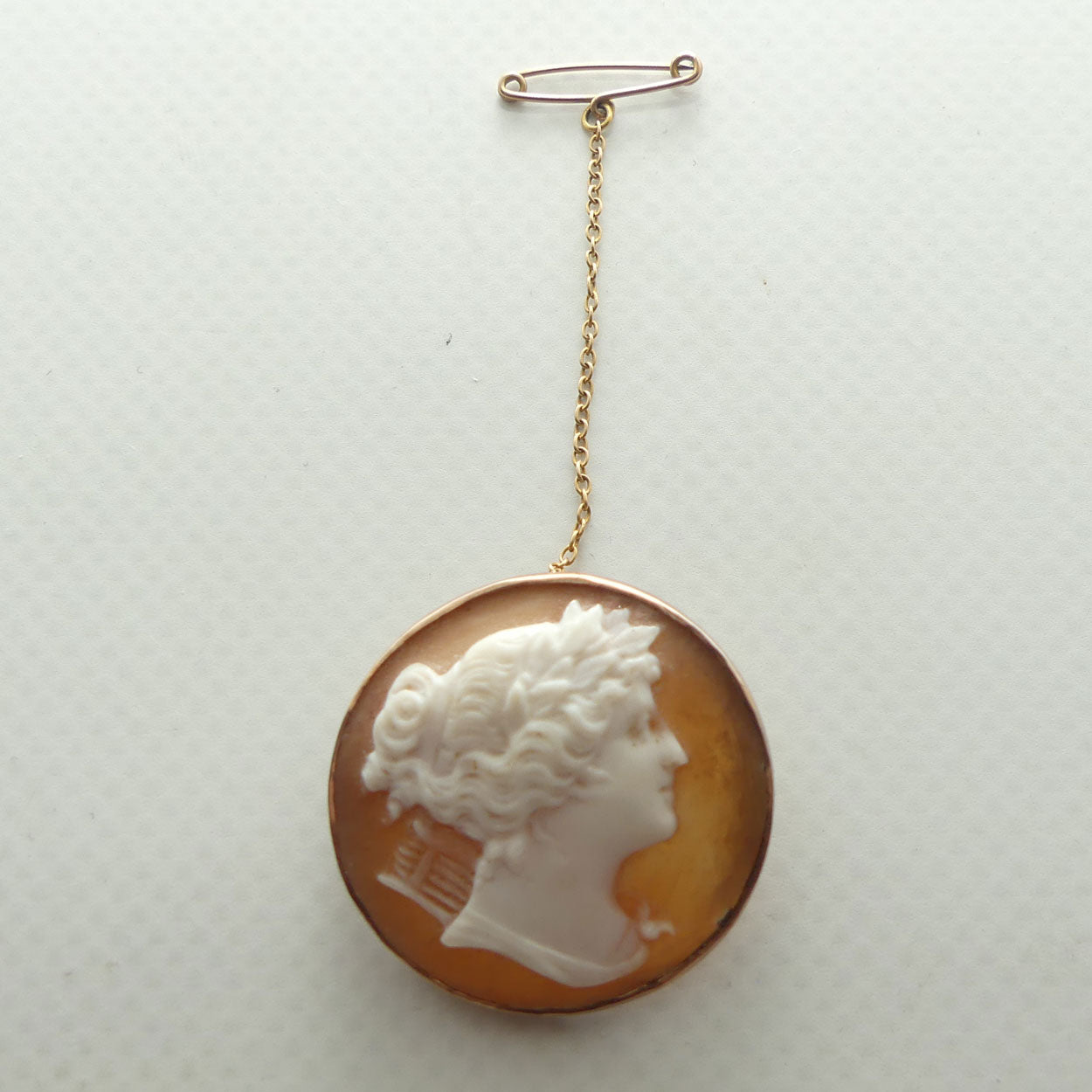 Antique 9ct Rose Gold surround small Cameo Brooch