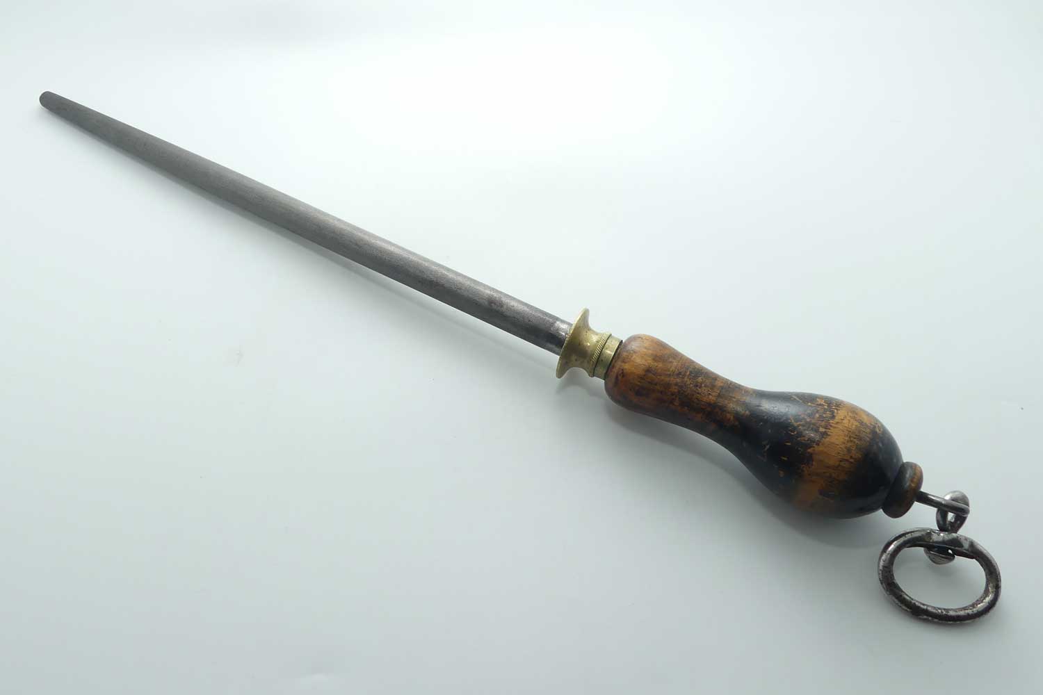 Antique Wooden Handle and Brass ferrule 38cm butchers steel | AJ GILMORE BIRMINGHAM