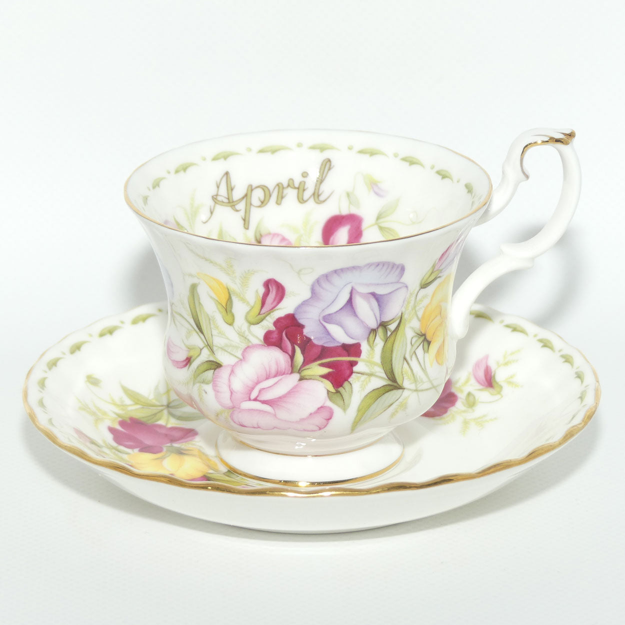Royal Albert Bone China England | Flower of the Month series | April Sweet Pea duo