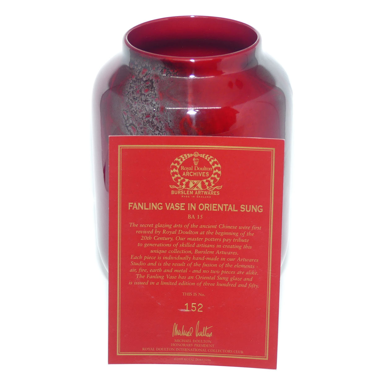 BA15 Royal Doulton Burslem Artwares Flambe Fanling Vase in Oriental Sung