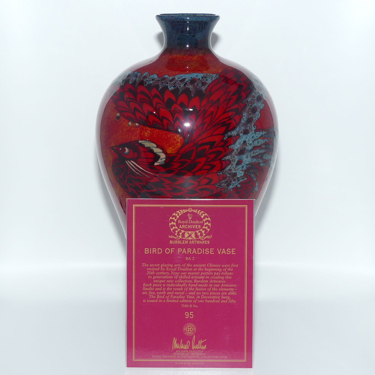 BA02 Royal Doulton Burslem Artwares Flambe | Bird of Paradise vase | LE 95/150