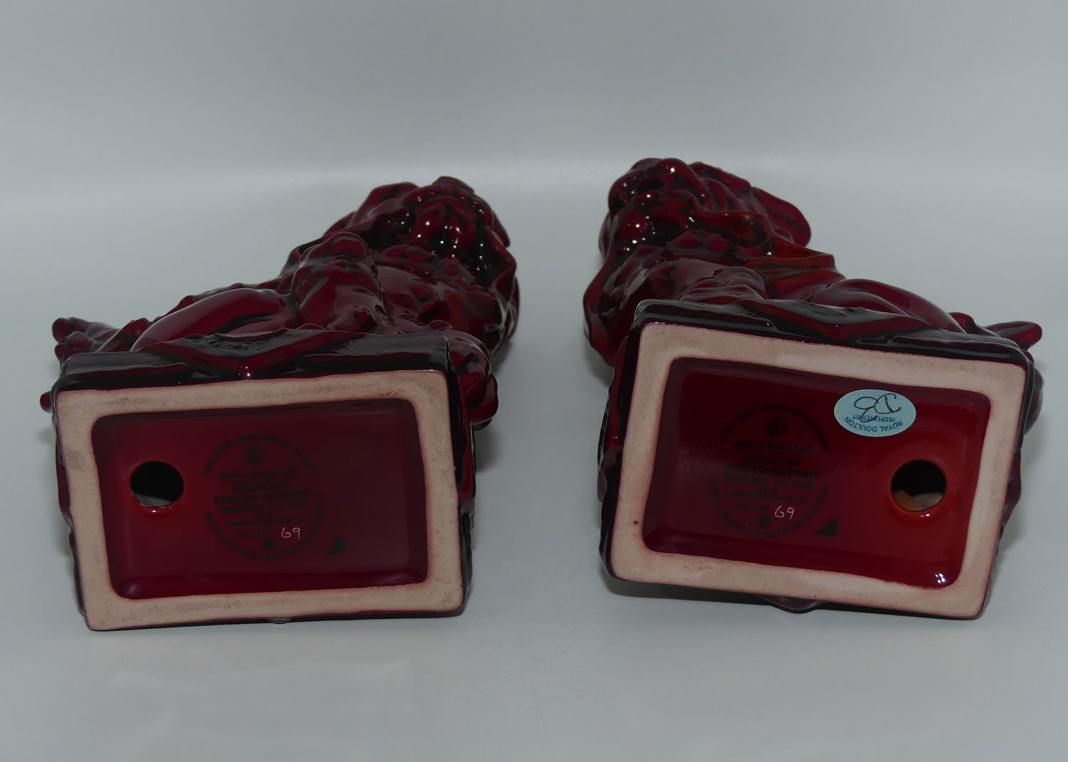 BA34 - BA35 Royal Doulton Flambe Burslem Artwares Qinghai Fo Dogs | Pair | LE69/250