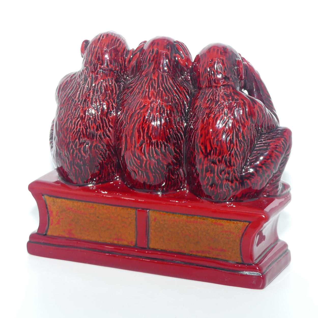 BA64 Royal Doulton Burslem Artwares Flambe Three Wise Monkeys