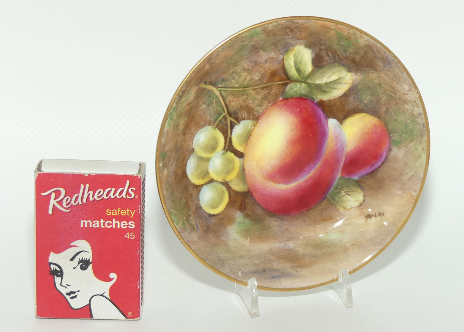 Royal Worcester hand painted fruit pin dish | B Cox