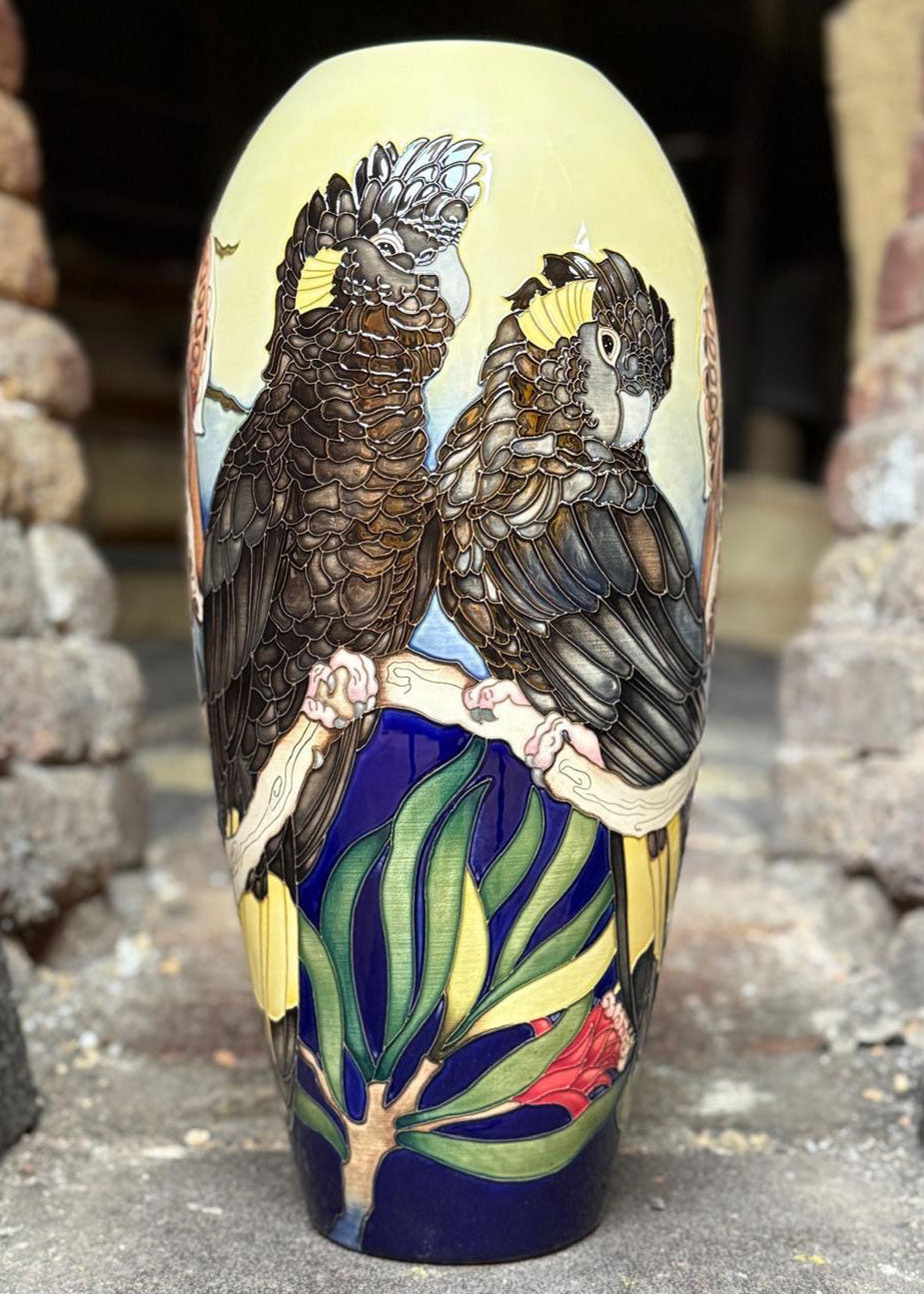 Moorcroft Australian Exclusive Banksian Cockatoo vase | Shape 101/18 | LE25