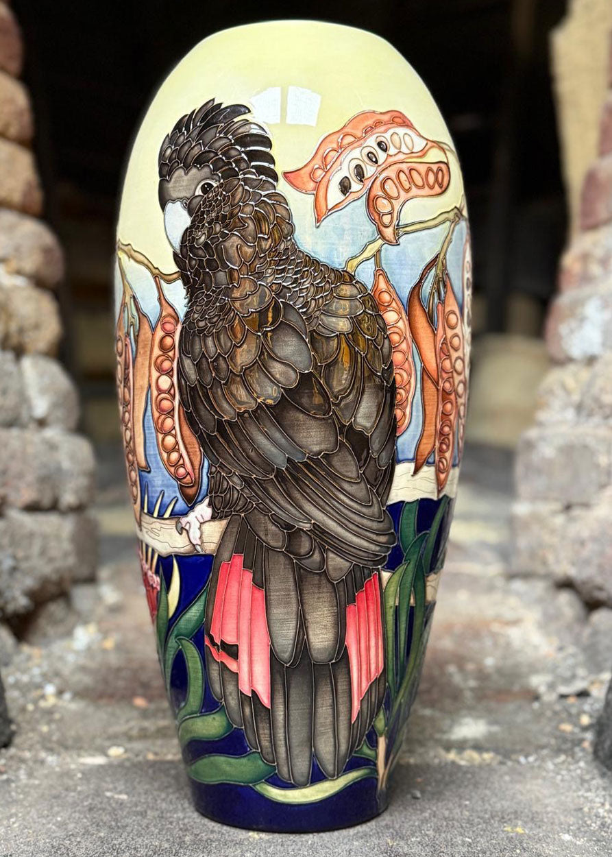 Moorcroft Australian Exclusive Banksian Cockatoo vase | Shape 101/18 | LE25