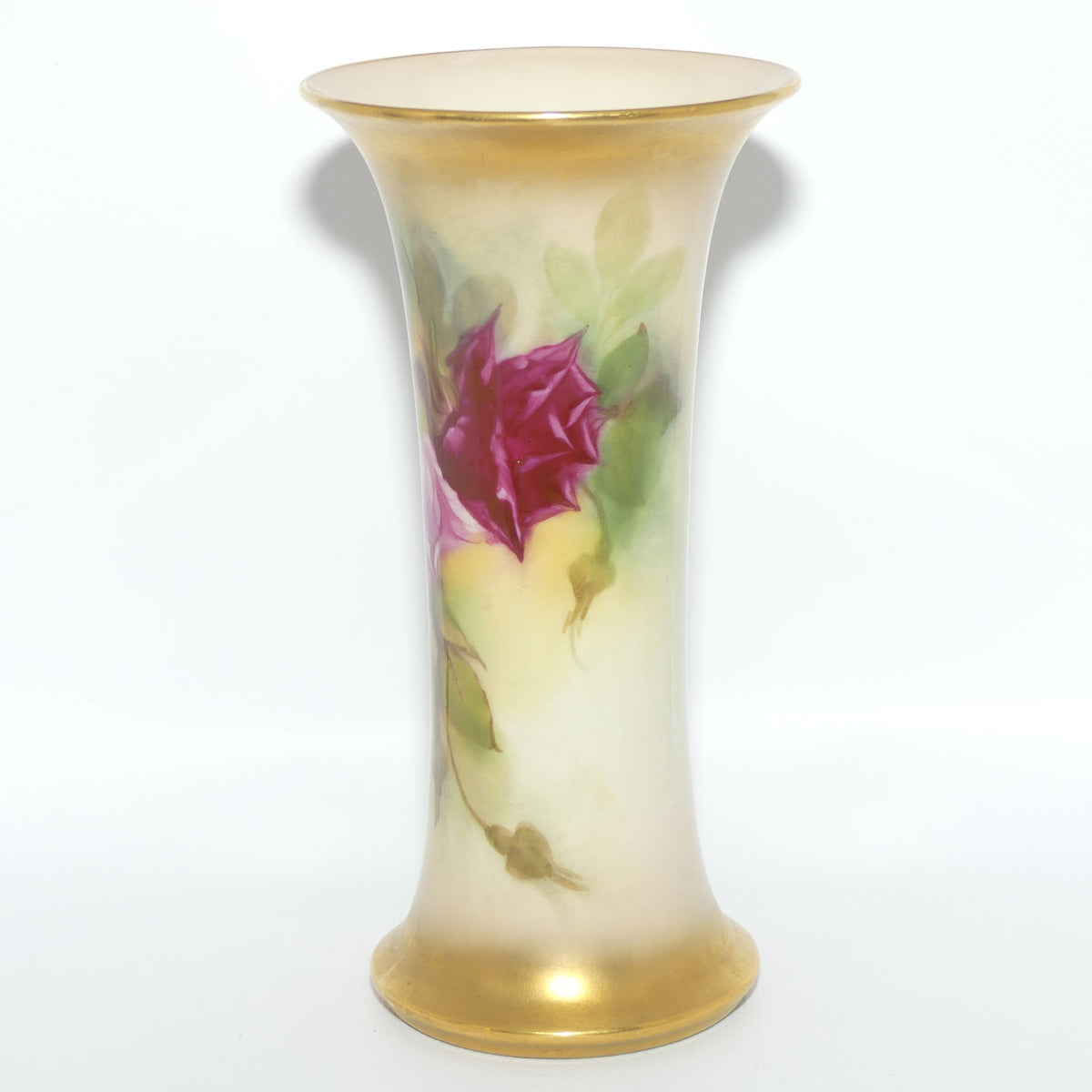 Royal Worcester hand painted Roses G923 trumpet vase (Blake)