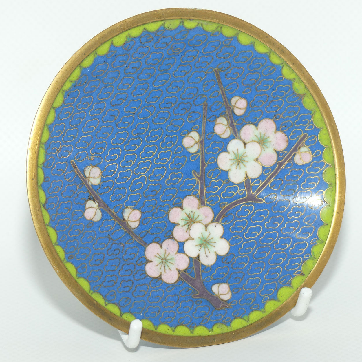 Cloisonne Pin Dish | Blue Ground | Apple Blossom motif
