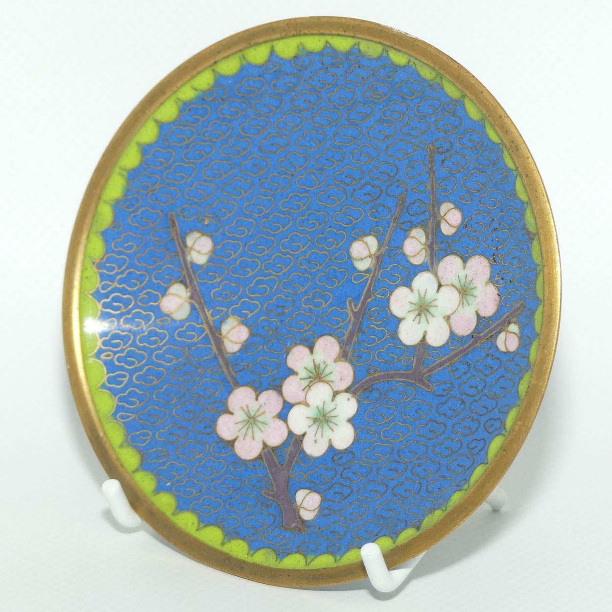 Cloisonne Pin Dish | Blue Ground | Apple Blossom motif