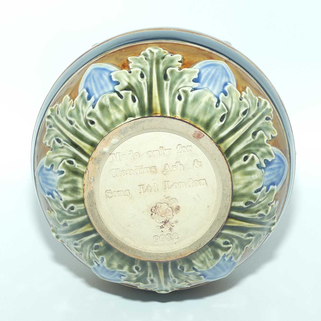 Doulton Lambeth Blue glaze Floral pattern lidded Apothecary Jar | made for Claudius Ash & Sons Ltd London | 9932