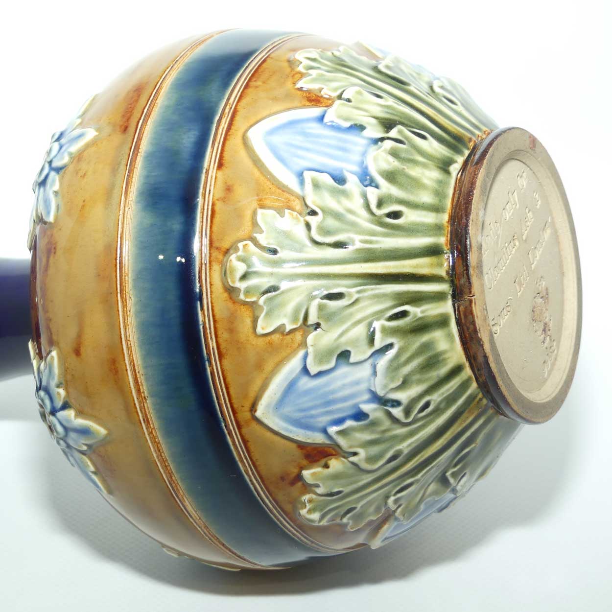 Doulton Lambeth Blue glaze Floral pattern lidded Apothecary Jar | made for Claudius Ash & Sons Ltd London | 9932