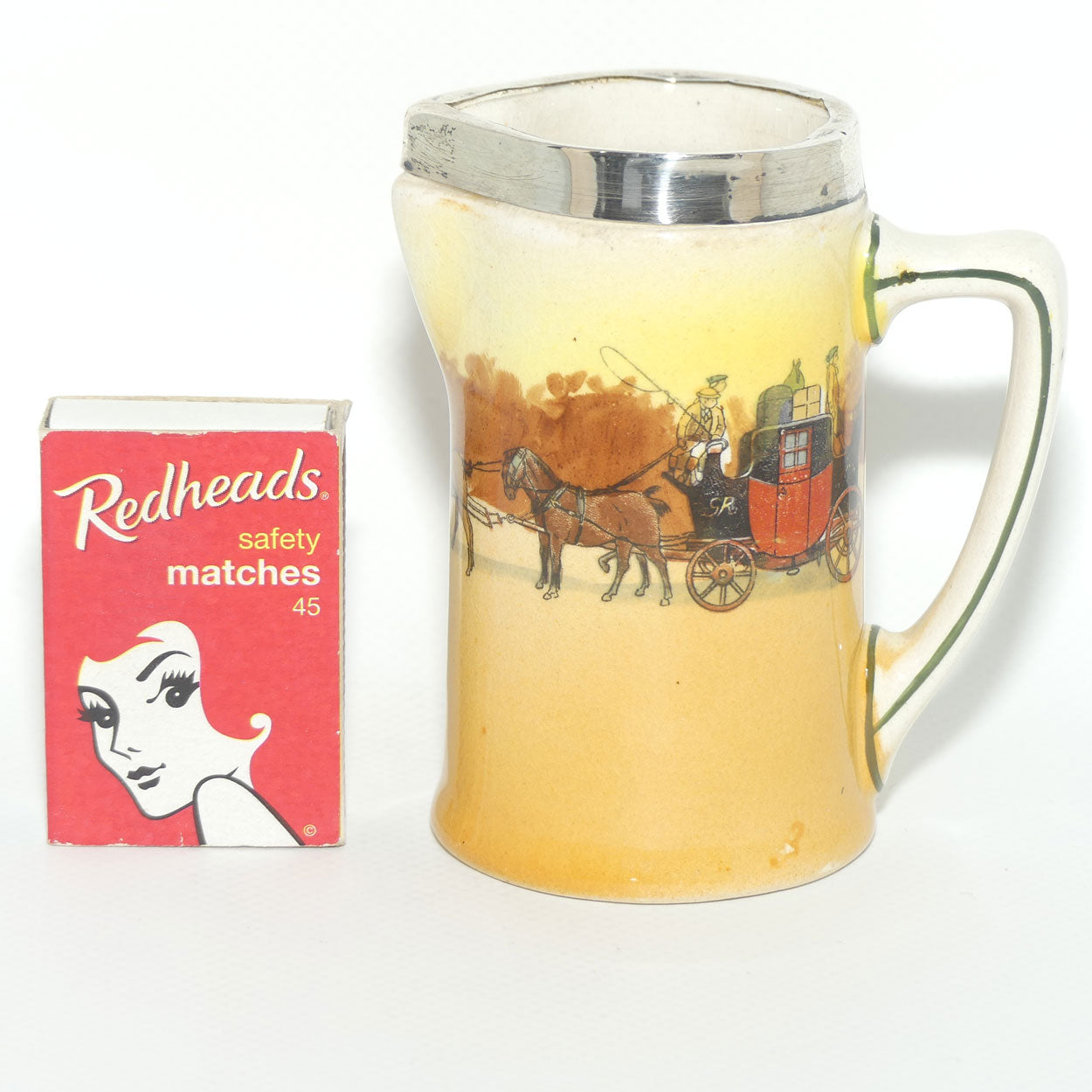 Royal Doulton Coaching Days miniature milk jug | Sterling Silver rim | D2716