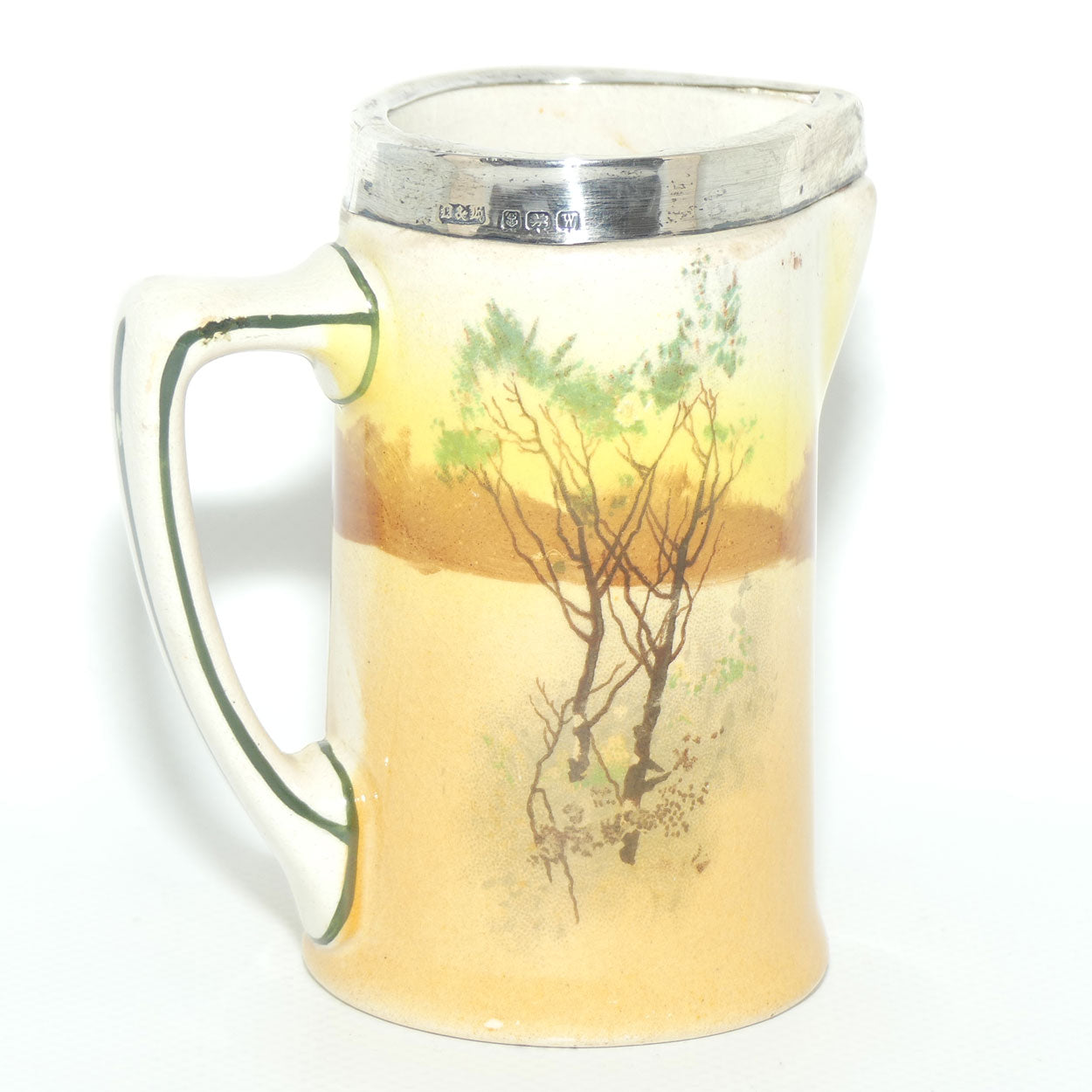 Royal Doulton Coaching Days miniature milk jug | Sterling Silver rim | D2716