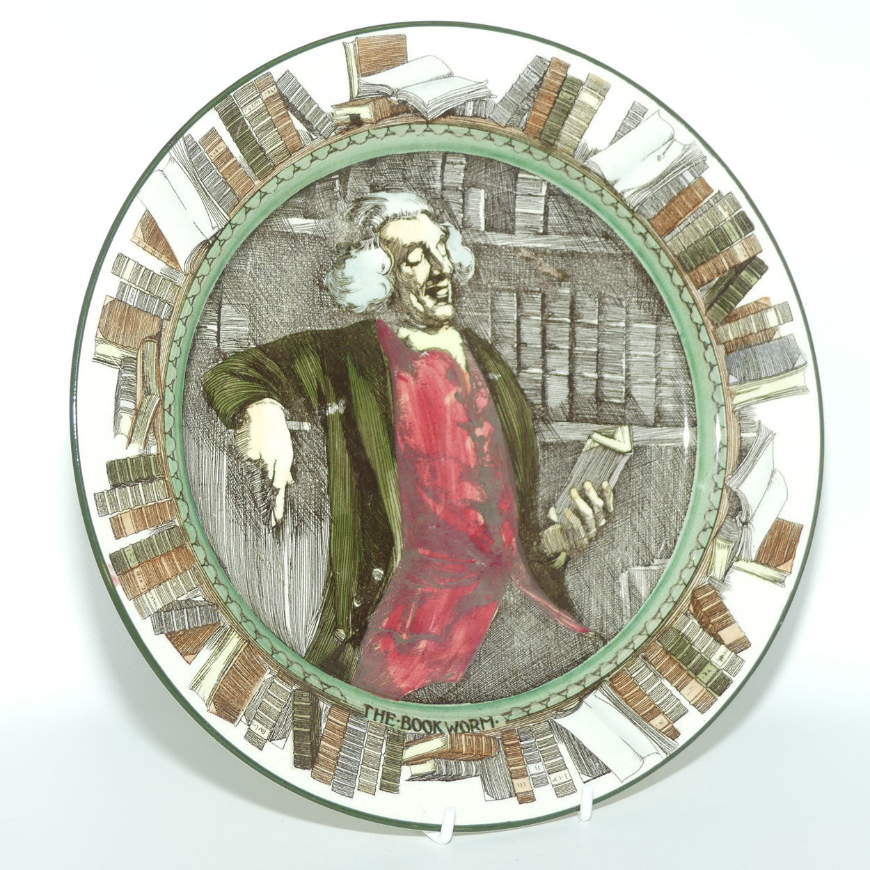 Royal Doulton Professionals series | The Bookworm plate D3089 | Green border | #3