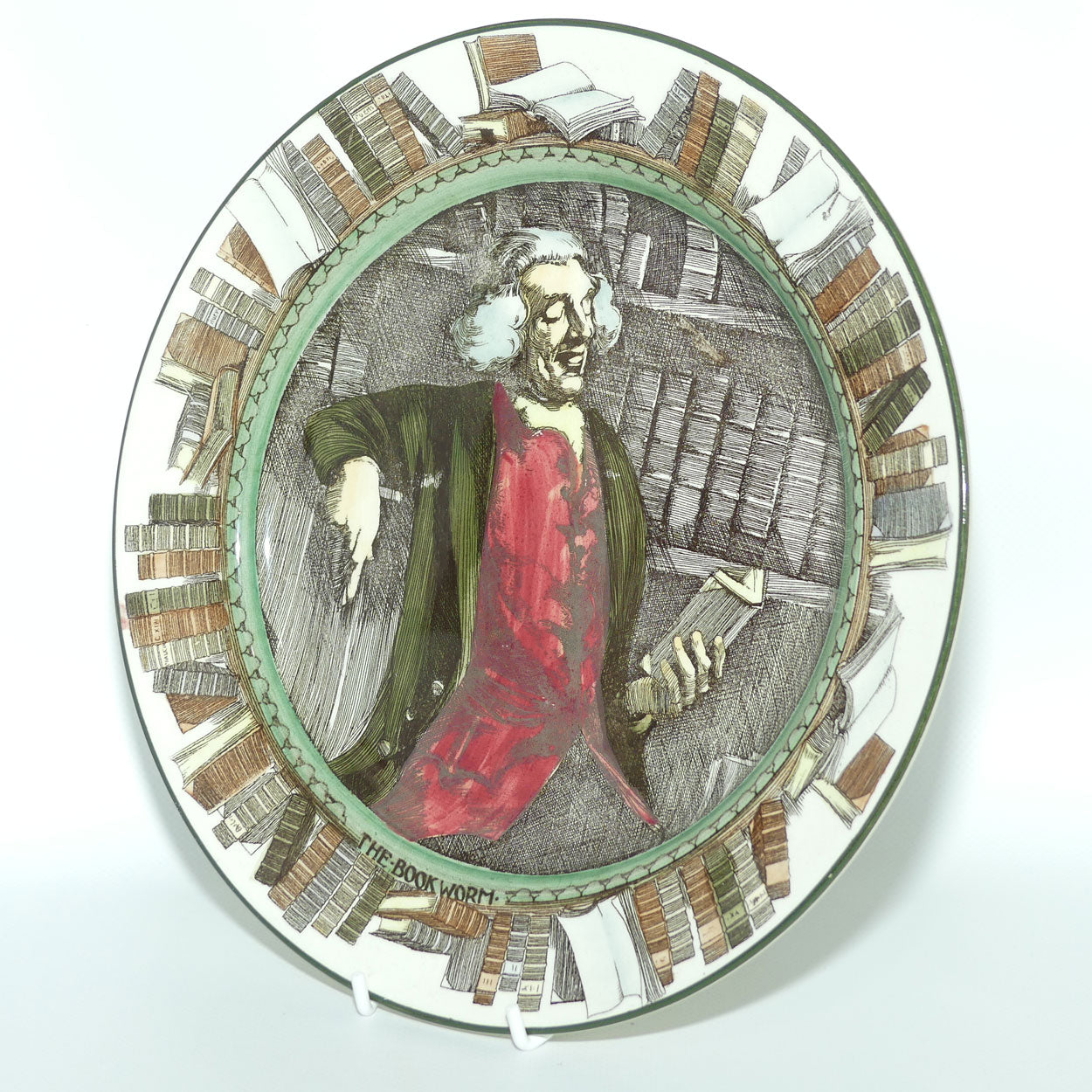 Royal Doulton Professionals series | The Bookworm plate D3089 | Green border | #3