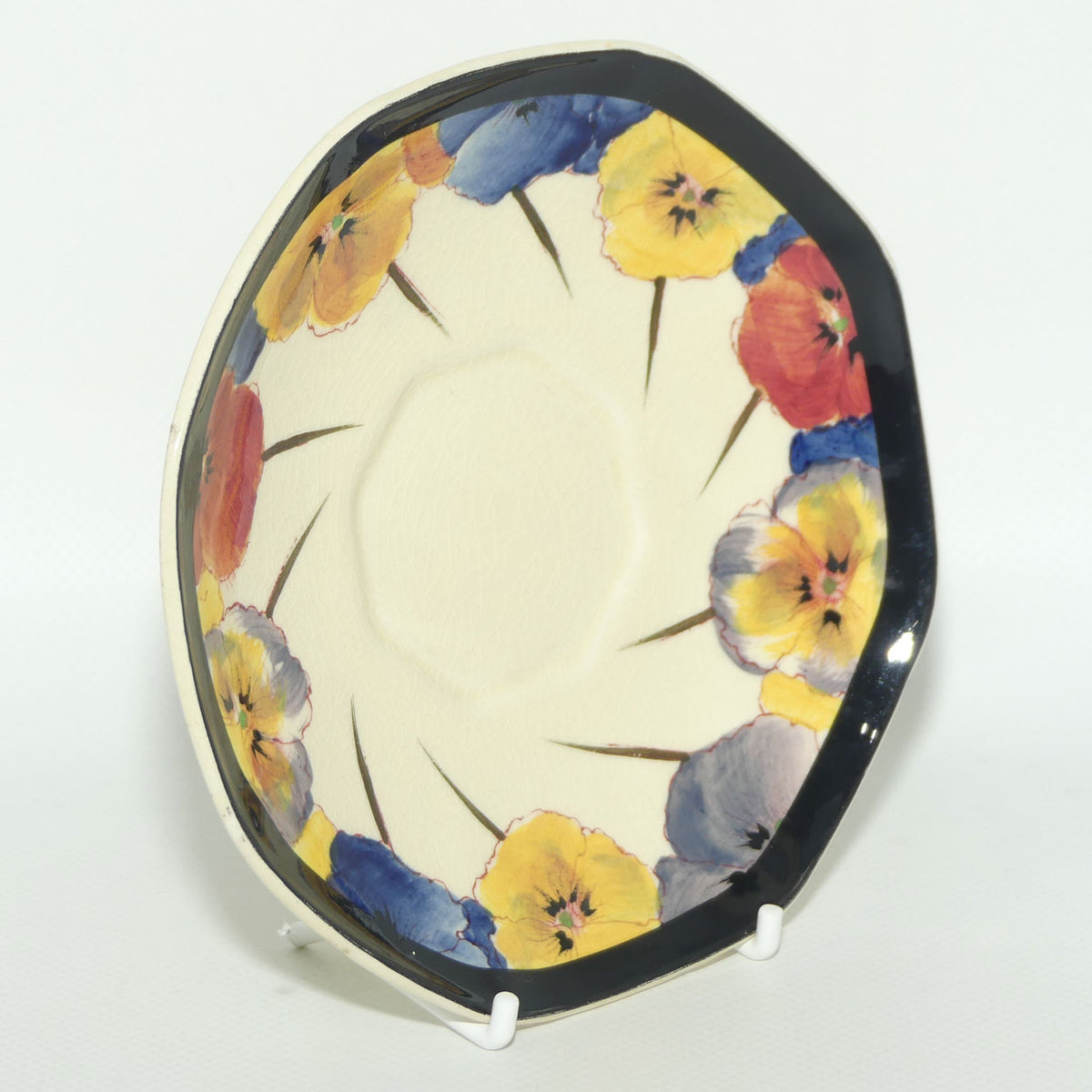 Royal Doulton Pansy with Black Border D4049 | tea trio #1