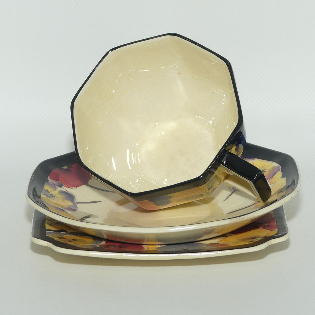 Royal Doulton Pansy with Black Border D4049 | tea trio #2