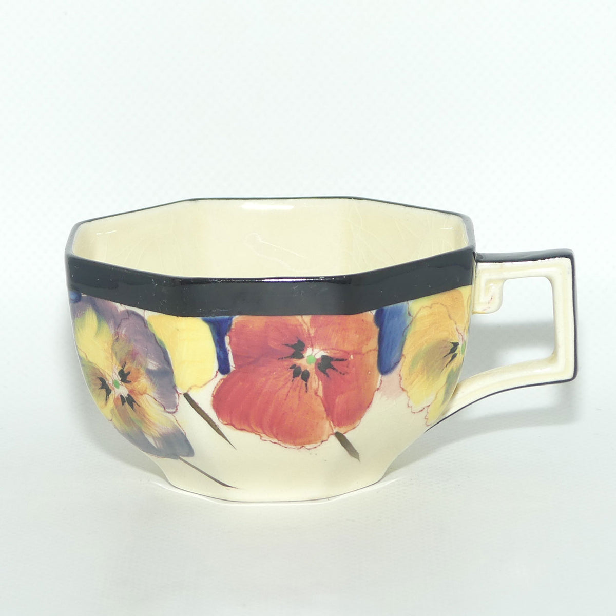Royal Doulton Pansy with Black Border D4049 | tea trio #2