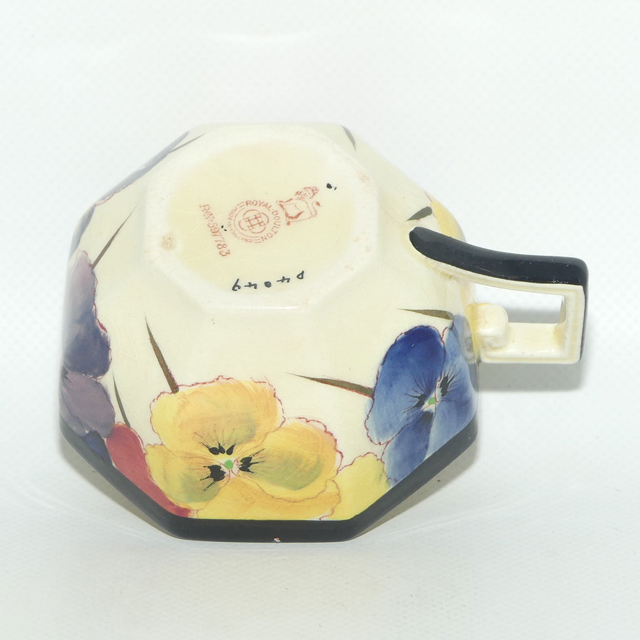 Royal Doulton Pansy with Black Border D4049 | tea trio #2
