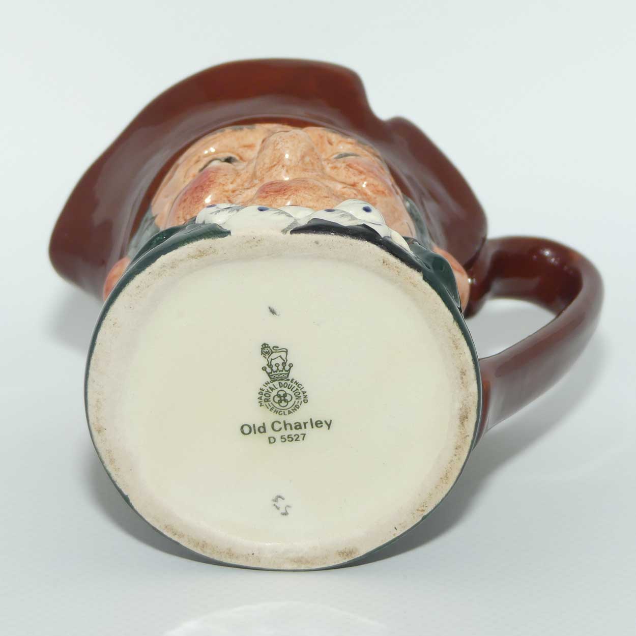 D5527 Royal Doulton small character jug Old Charley | 1970s stamp
