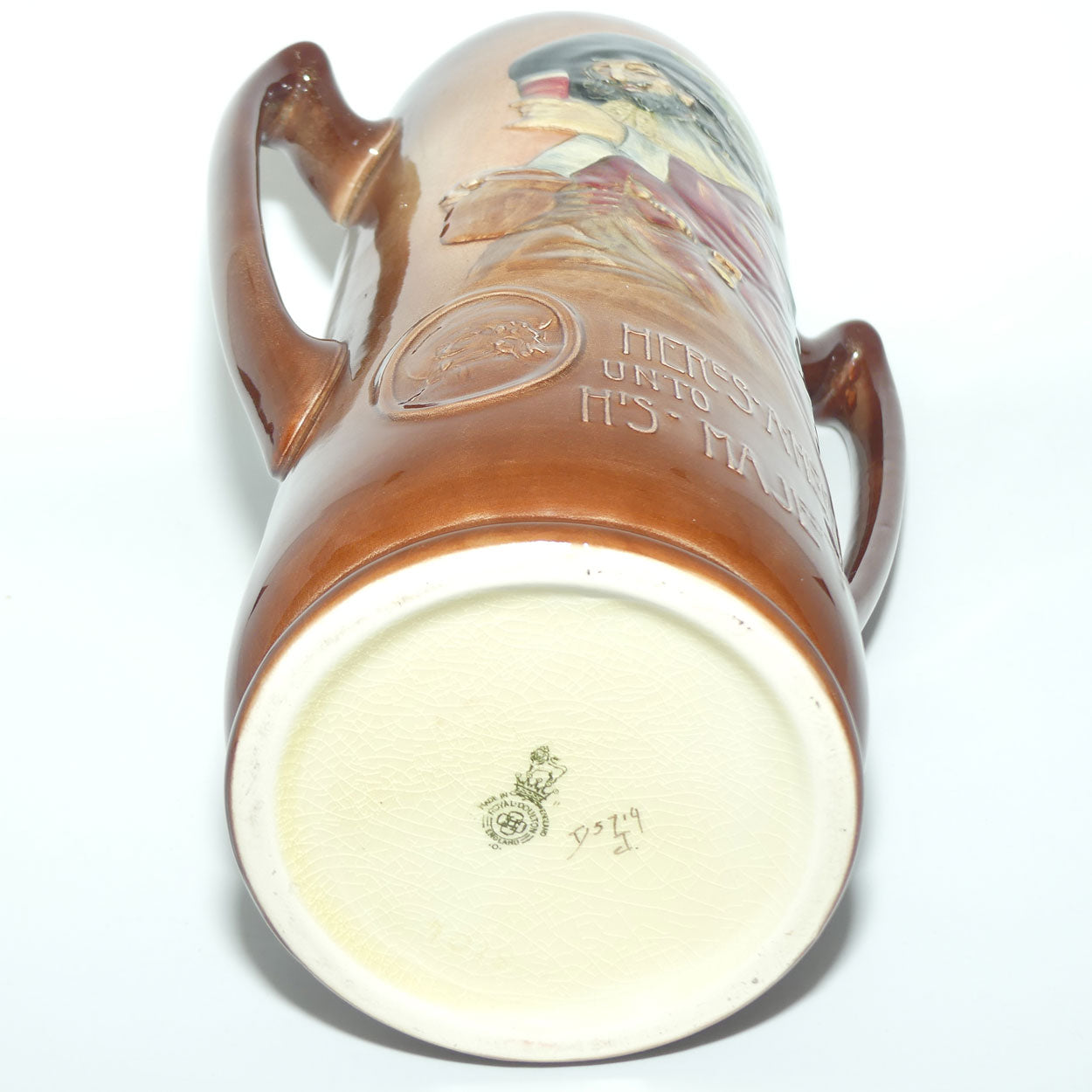 Royal Doulton Aerographed Brown Here's a Health Unto his Majesty double handled vase D5719 | #1