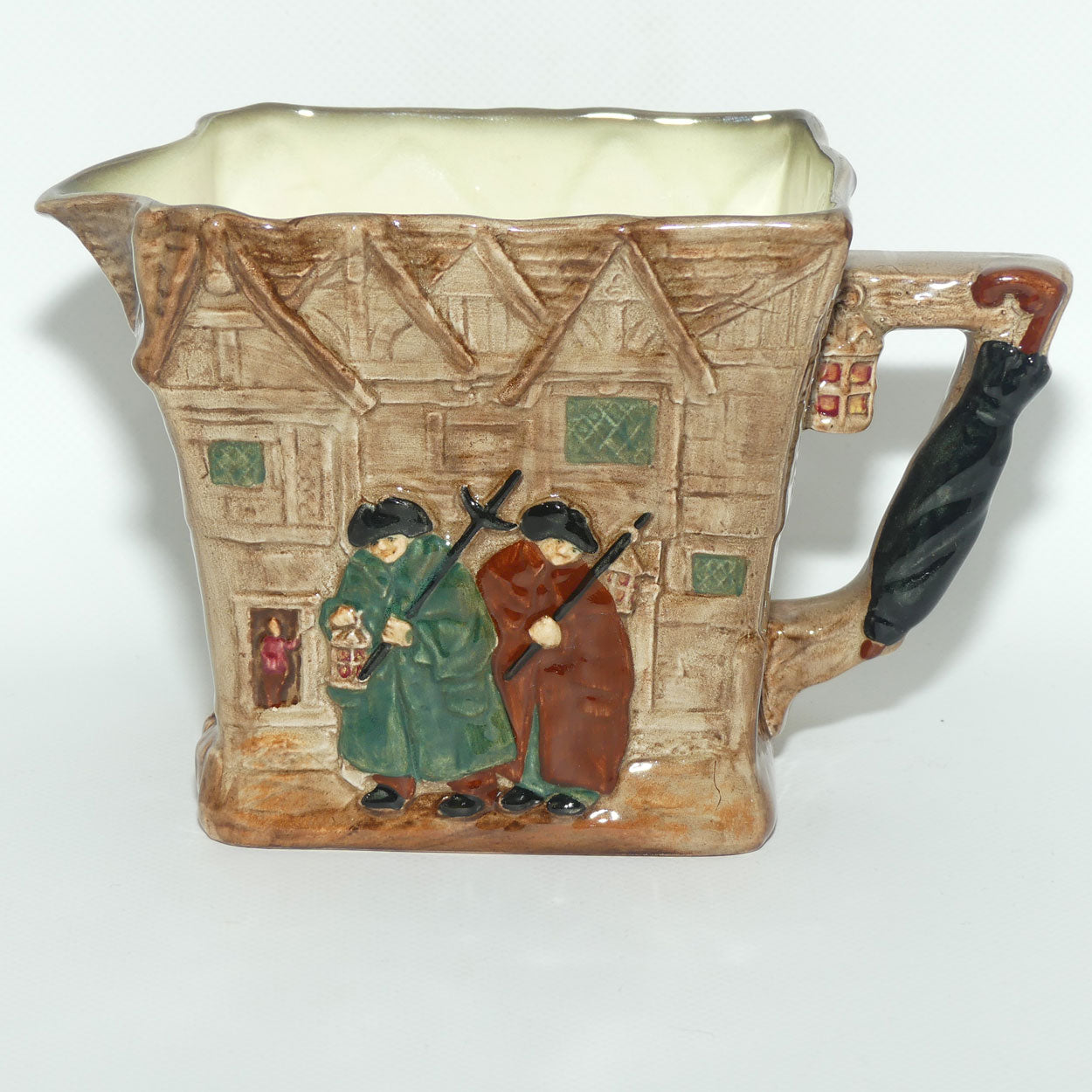 Royal Doulton Dickens G Low Relief Old London jug | Depicts London in Dicken's Day with Old Charley and Sairey Gamp D6291