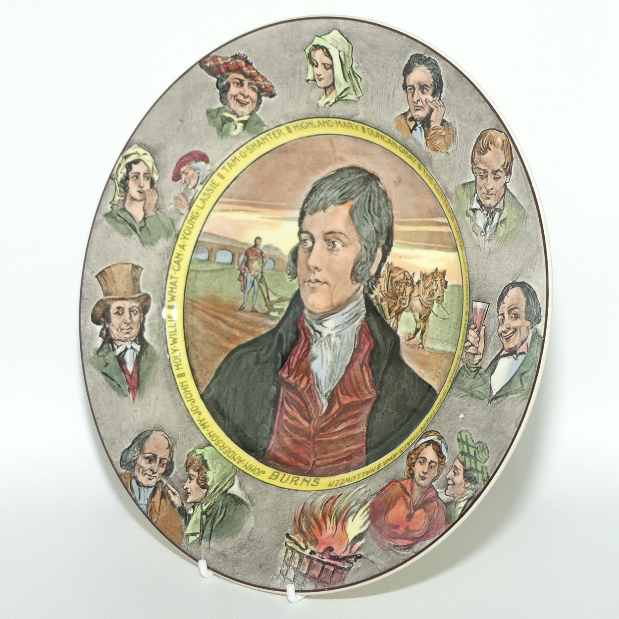 Royal Doulton Robert Burns | Robbie Burns Portrait and Characters plate D6344