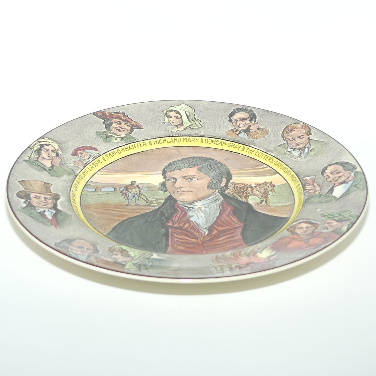 Royal Doulton Robert Burns | Robbie Burns Portrait and Characters plate D6344