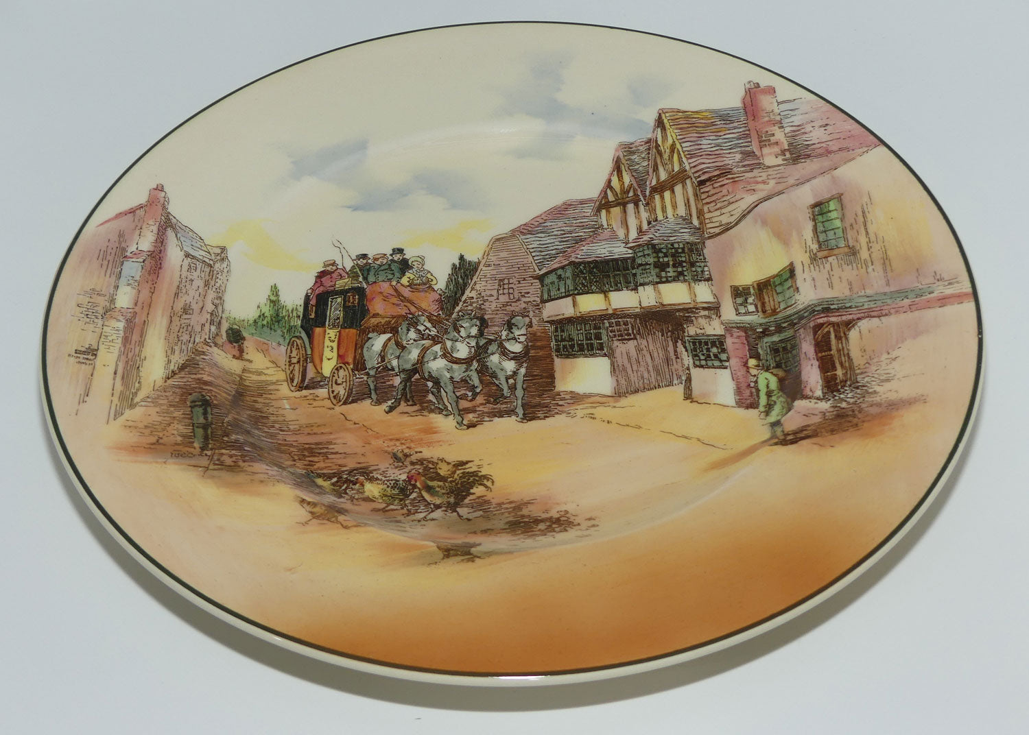 Royal Doulton Old English Coaching Scenes plate | 26cm | Scattered Chickens | D6393