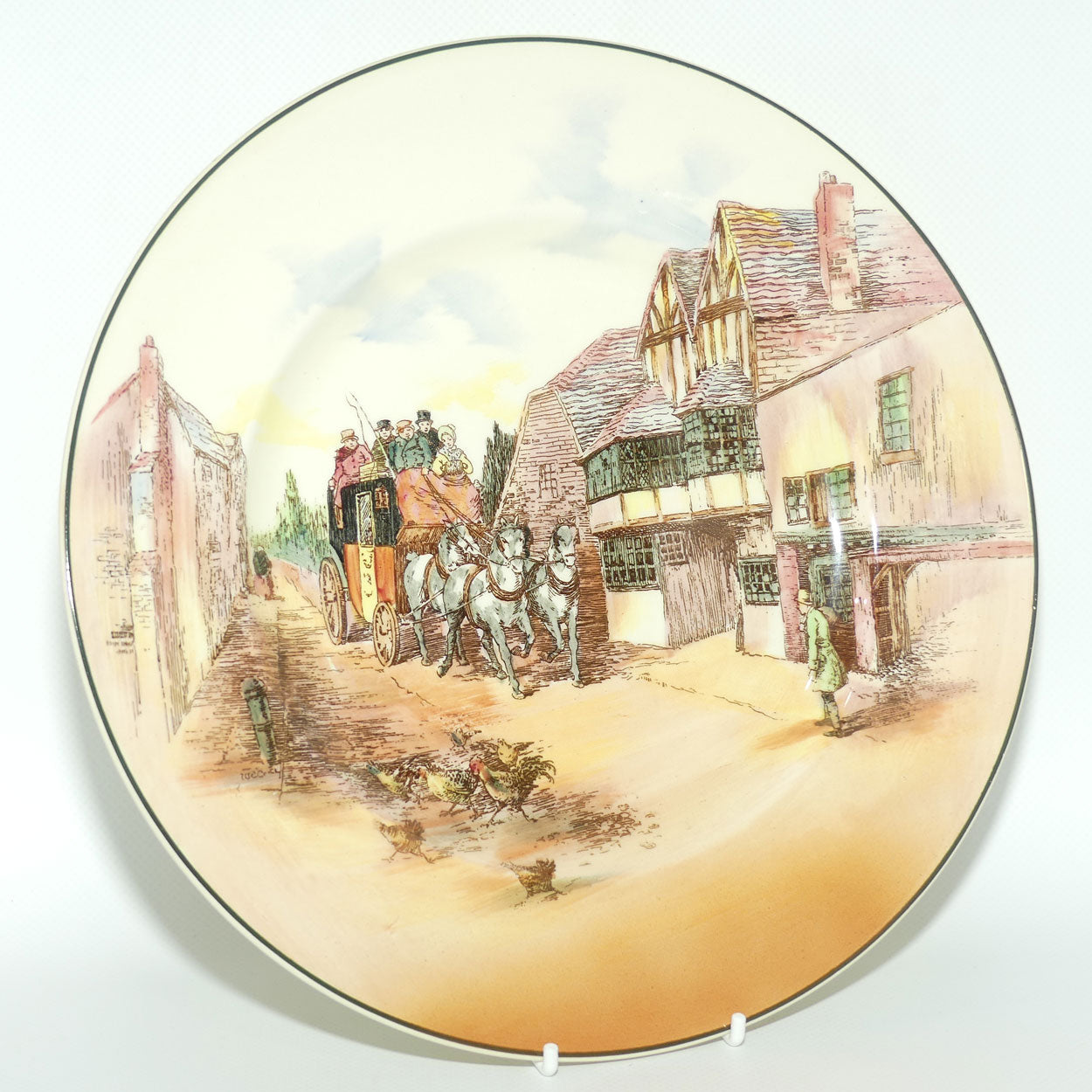 Royal Doulton Old English Coaching Scenes plate D6393 | Scattered Chickens | 26cm | #1