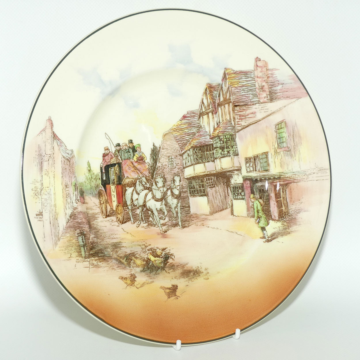 Royal Doulton Old English Coaching Scenes plate D6393 | Scattered Chickens | 26cm | #2