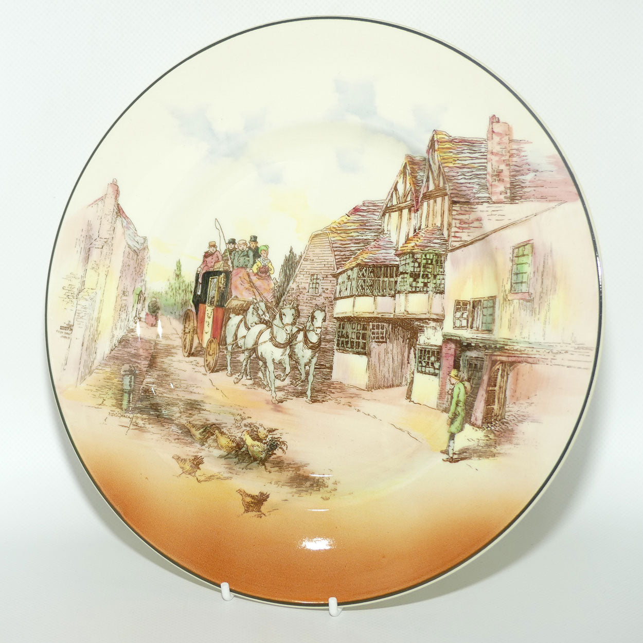Royal Doulton Old English Coaching Scenes plate D6393 | Scattered Chickens | 26cm | #2