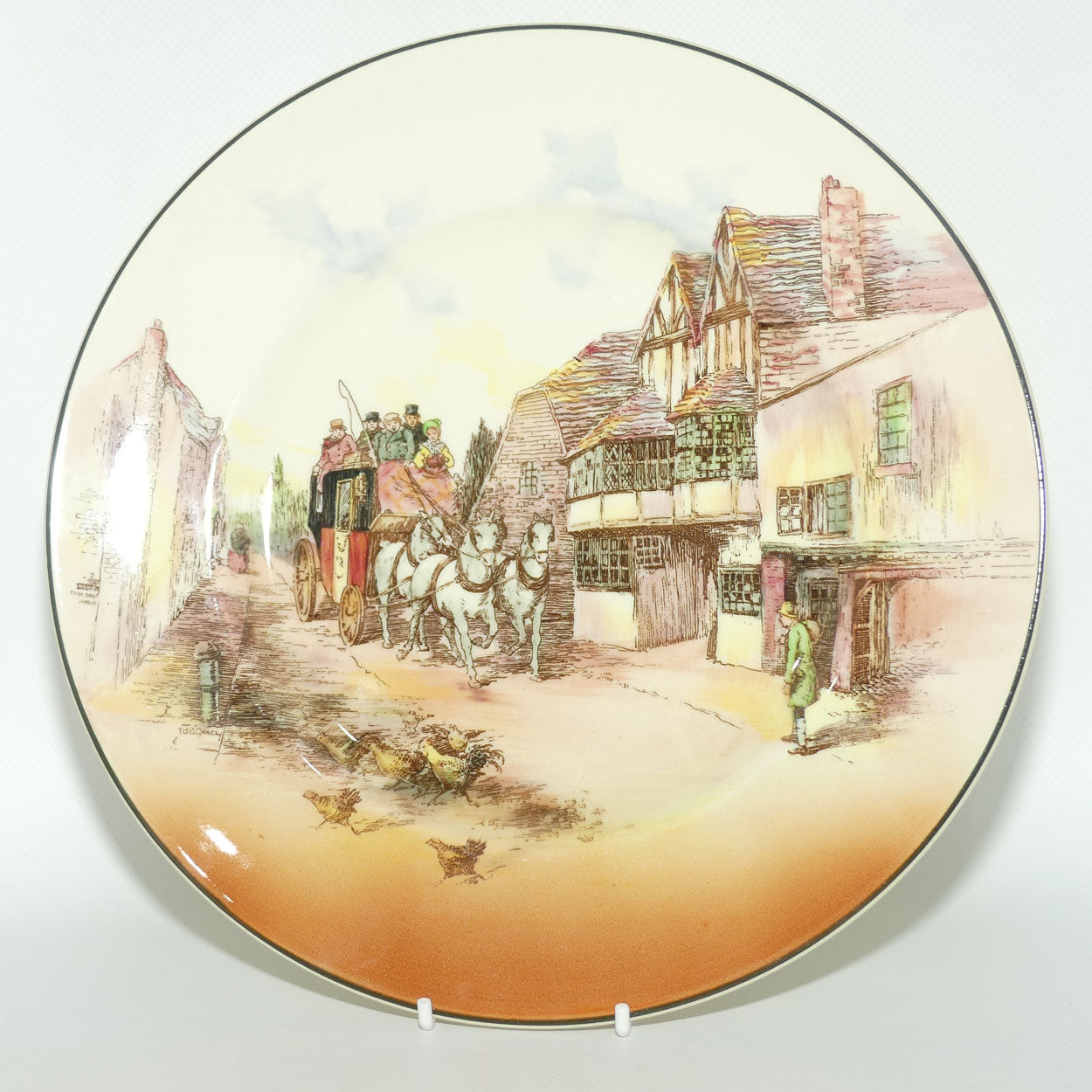 Royal Doulton Old English Coaching Scenes plate D6393 | Scattered Chickens | 26cm | #2