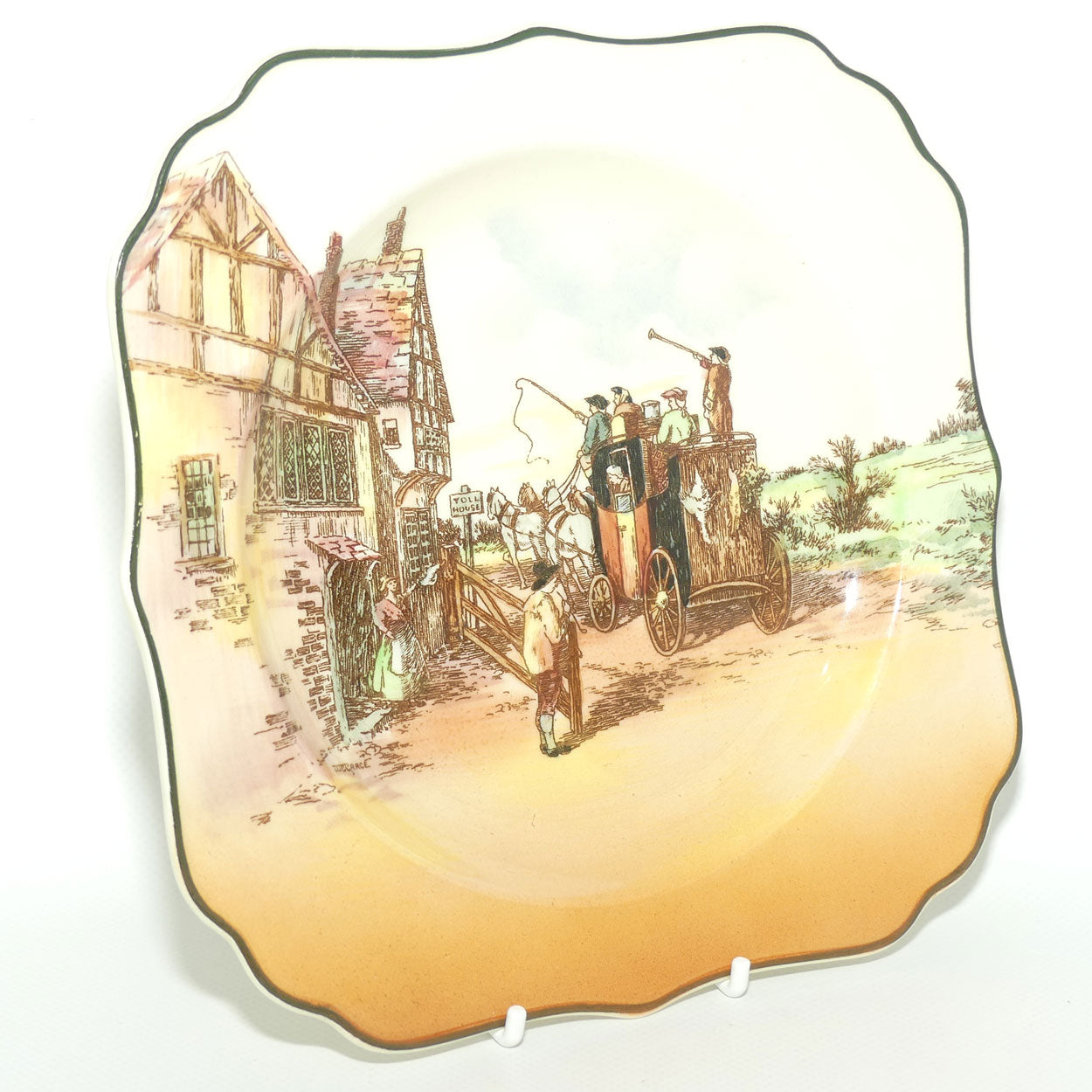Royal Doulton Old English Coaching Scenes square cabinet plate D6393 | #1