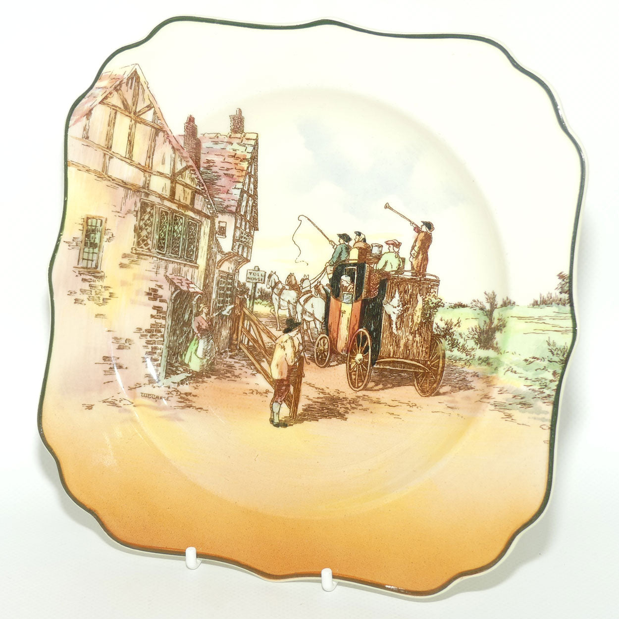 Royal Doulton Old English Coaching Scenes square cabinet plate D6393 | #1