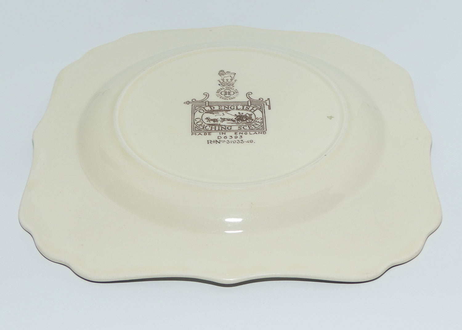 Royal Doulton Old English Coaching Scenes square cabinet plate D6393