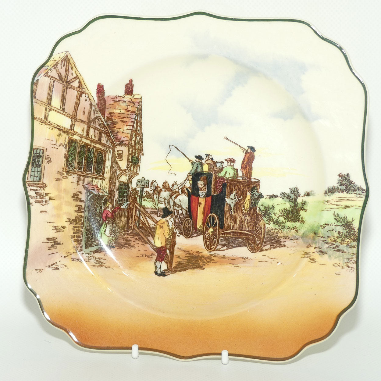 Royal Doulton Old English Coaching Scenes square cabinet plate D6393 | #2