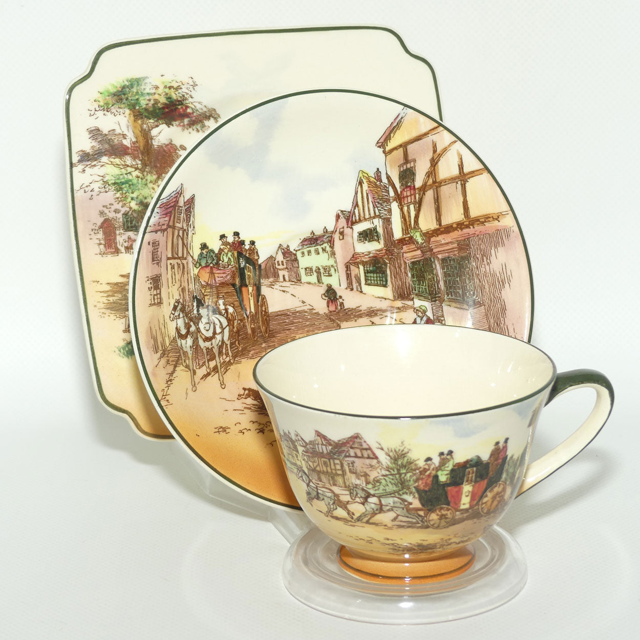 Royal Doulton Old English Coaching Scenes tea trio D6393