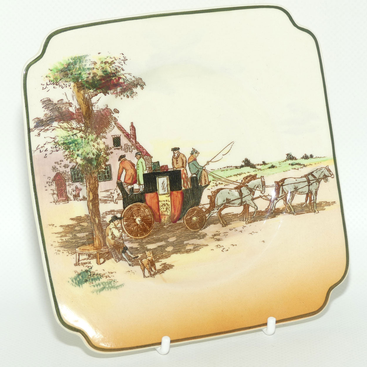 Royal Doulton Old English Coaching Scenes tea trio D6393