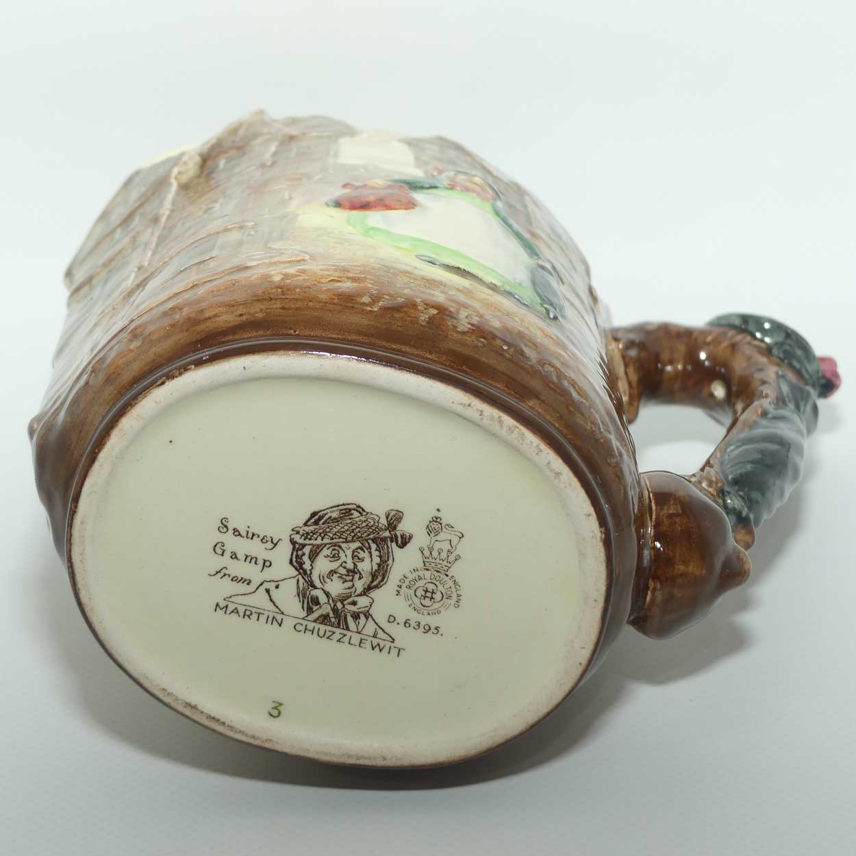 Royal Doulton Dickens G Low Relief Sairey Gamp jug with Hat and Umbrella handle D6395 | #2