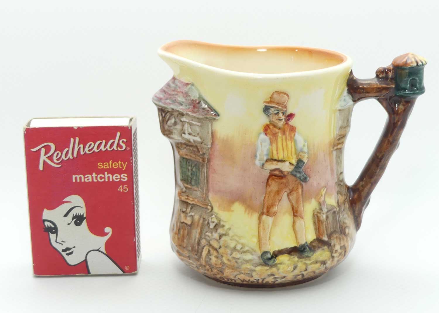 Royal Doulton Dickens G Low Relief Sam Weller jug Lamp handle D6398