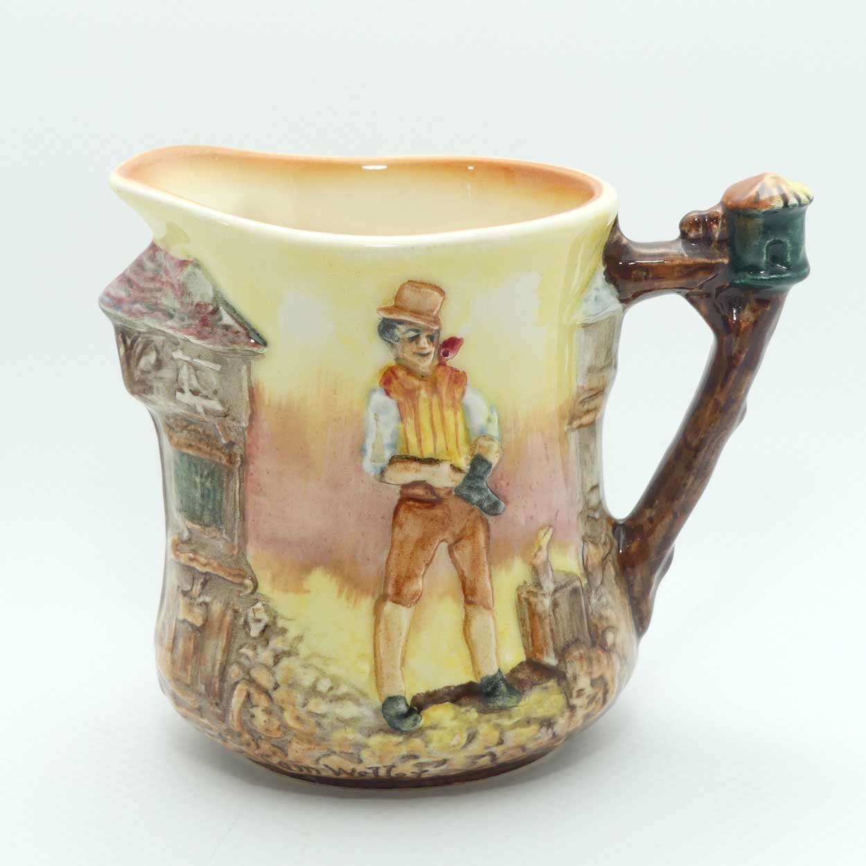 Royal Doulton Dickens G Low Relief Sam Weller jug Lamp handle D6398