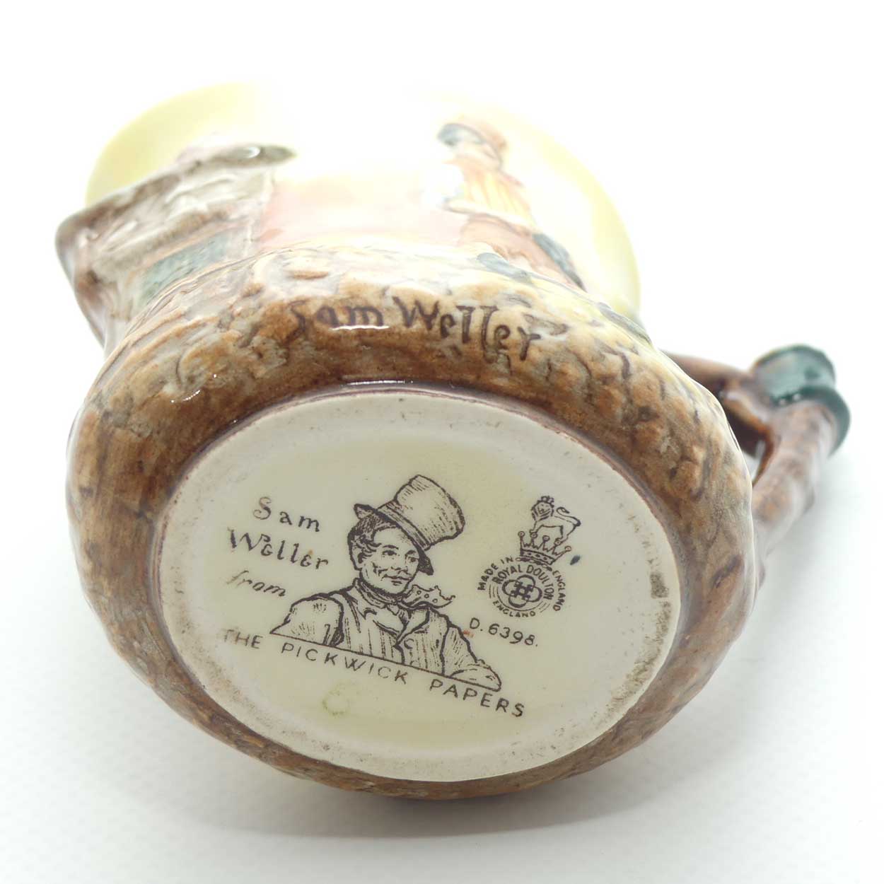 Royal Doulton Dickens G Low Relief Sam Weller jug Lamp handle D6398